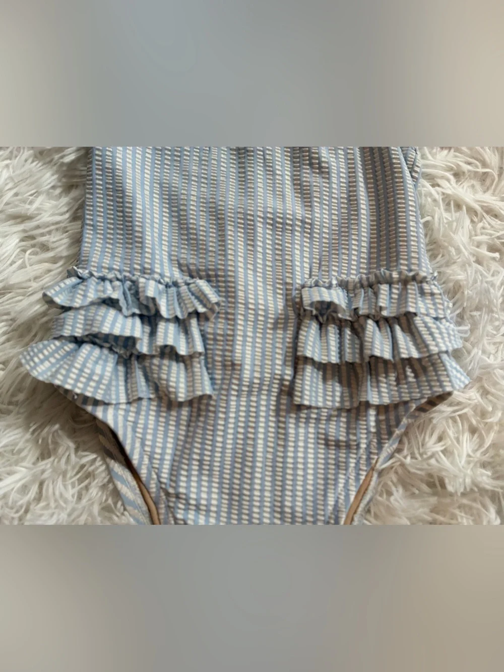 Old Navy Seersucker Ruffle Stripe Nautical Swimsuit One Piece Toddler Girls 5T